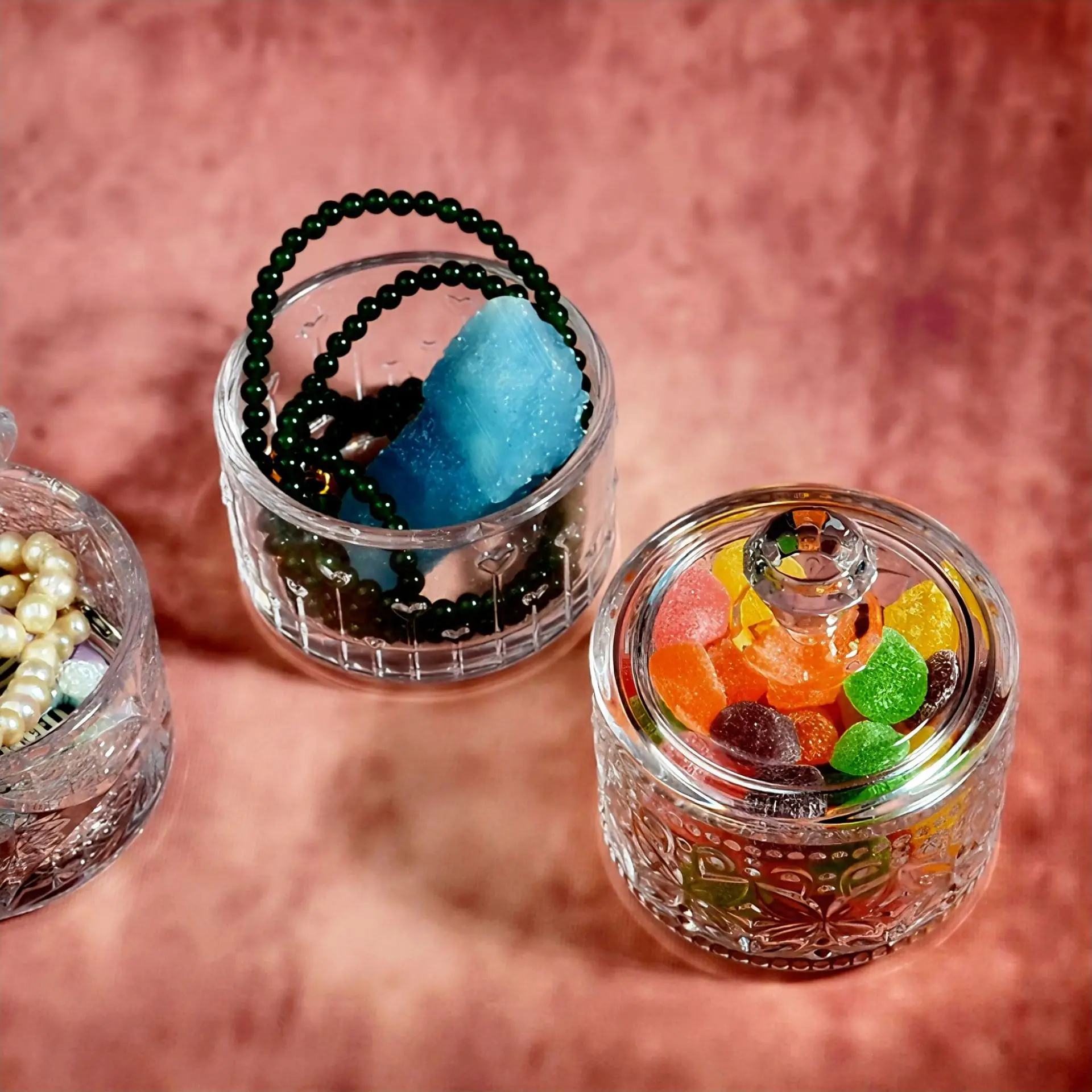 Bath Salts Jar - Stoples Permen Kaca dengan Tutup, Dekorasi
