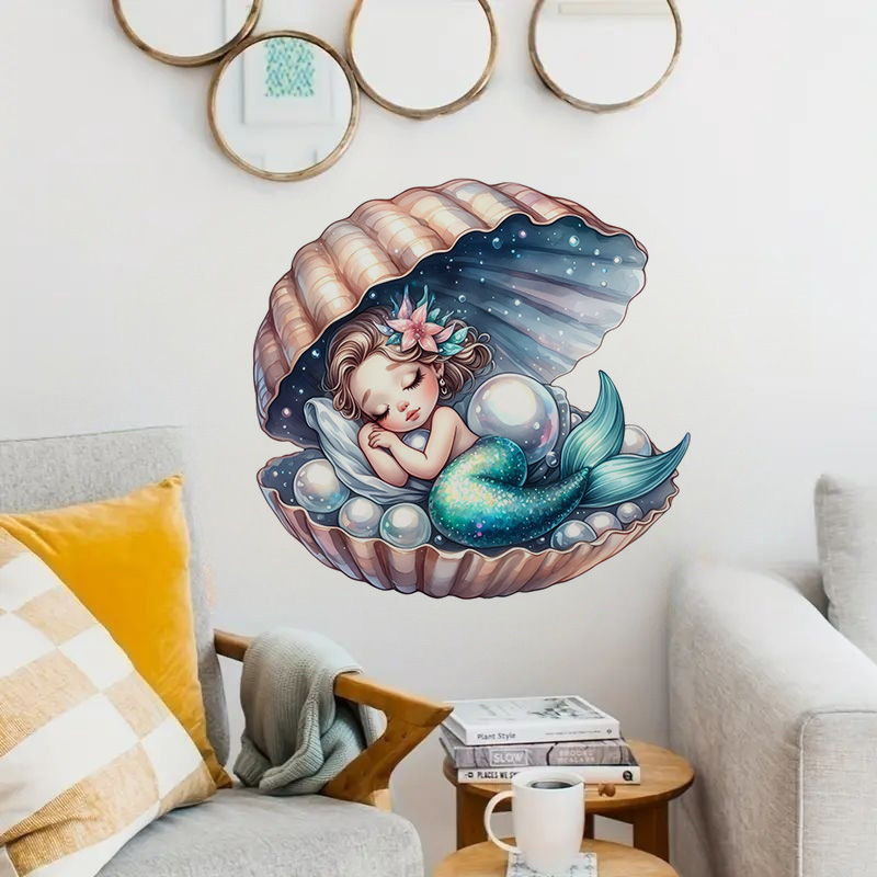 Home Bathroom Tiles - Stiker putri duyung cantik, stiker dinding
