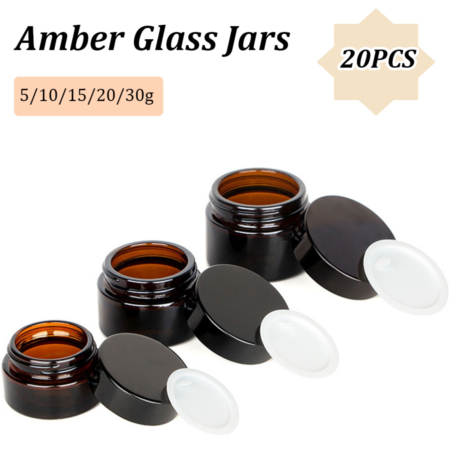 Bath Salts Jar - Stoples kaca Amber kecil dengan tutup