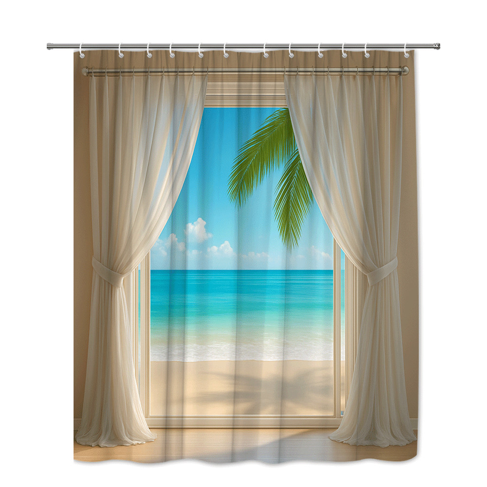 Tirai Kamar Mandi Pantai Tropi - Home Bathroom Spa Ideas ulasan dan harga