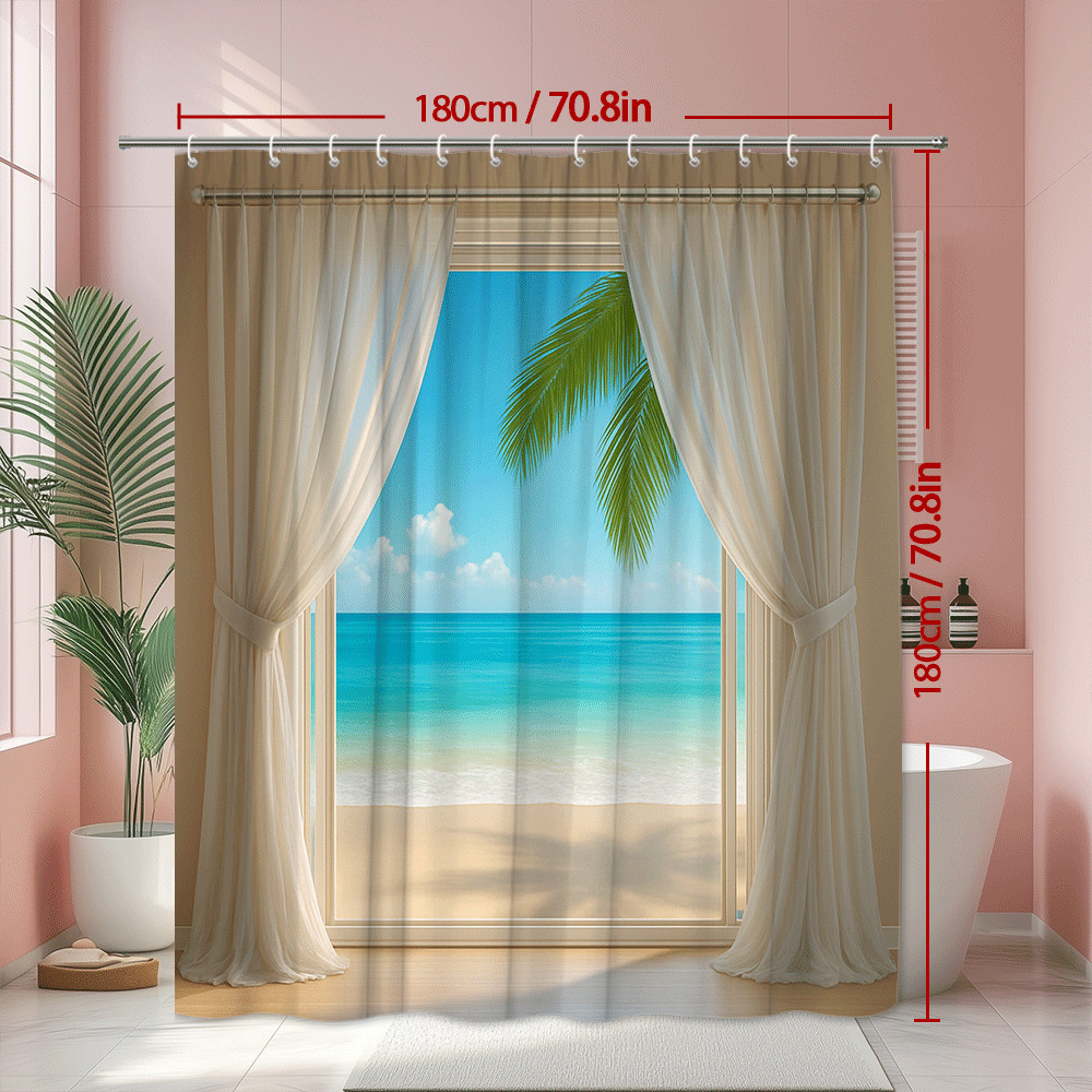 Tirai Kamar Mandi Pantai Tropi - Home Bathroom Spa Ideas ulasan dan harga