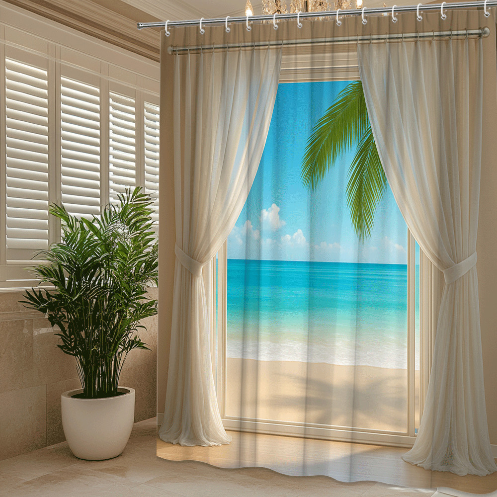 Tirai Kamar Mandi Pantai Tropi - Home Bathroom Spa Ideas ulasan dan harga