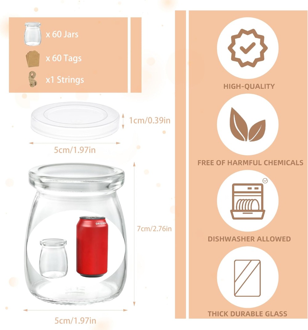 60 Pcs Stoples Kaca Mini 3.4 o - Bath Salts Jar ulasan dan harga