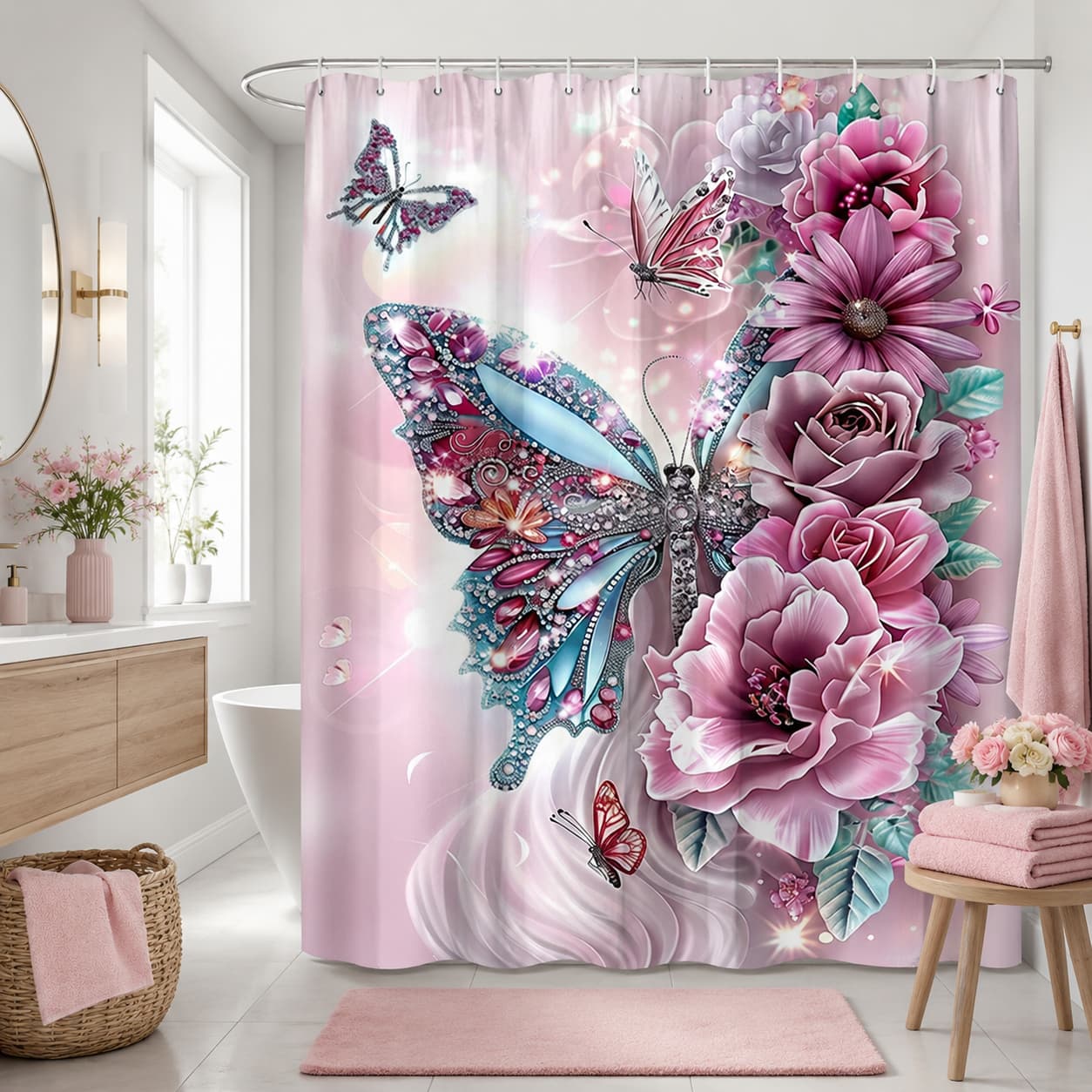 Tirai Kamar Mandi 2D Datar, Ti - Home Bathroom Partition ulasan dan harga