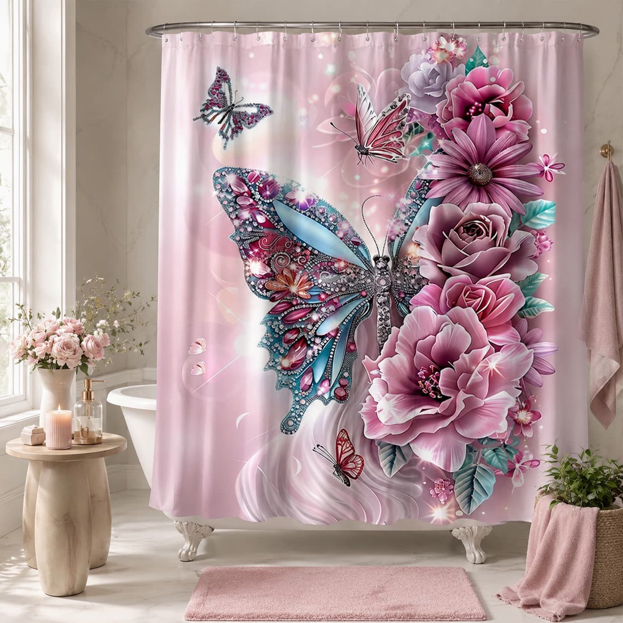 Tirai Kamar Mandi 2D Datar, Ti - Home Bathroom Partition ulasan dan harga