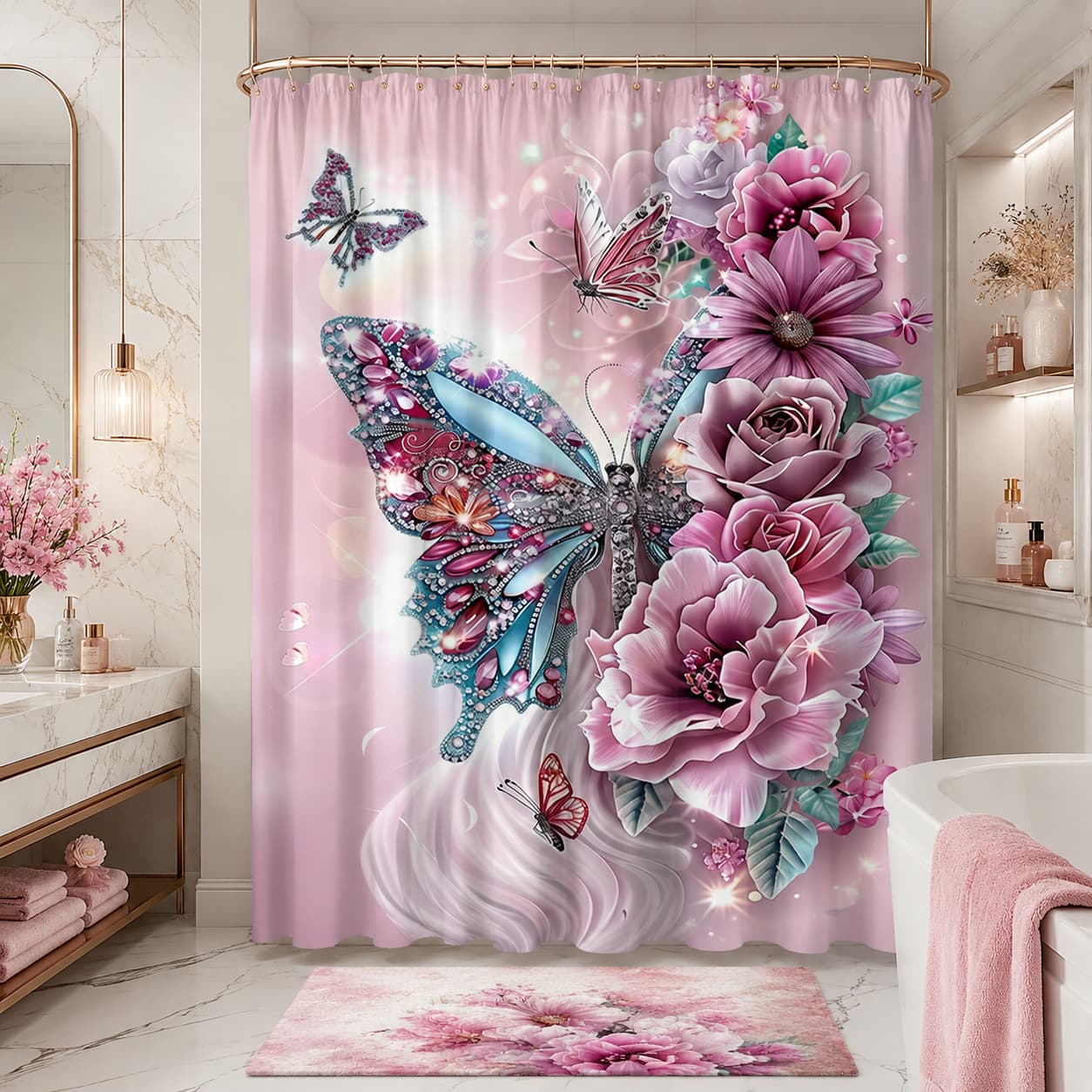 Tirai Kamar Mandi 2D Datar, Ti - Home Bathroom Partition ulasan dan harga